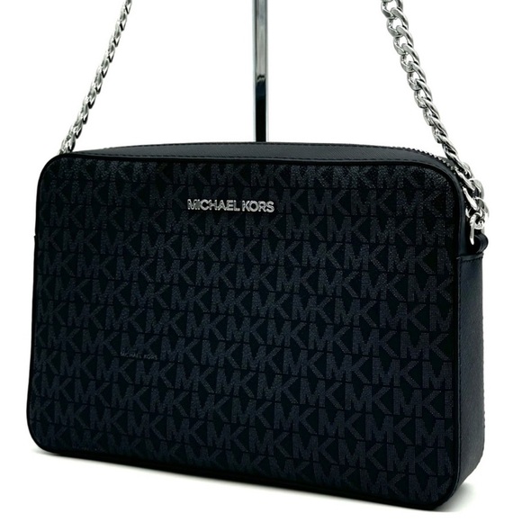 Michael Kors Large Jet Set Item EW Crossbody Bag Black Signature - Picture 1 of 9